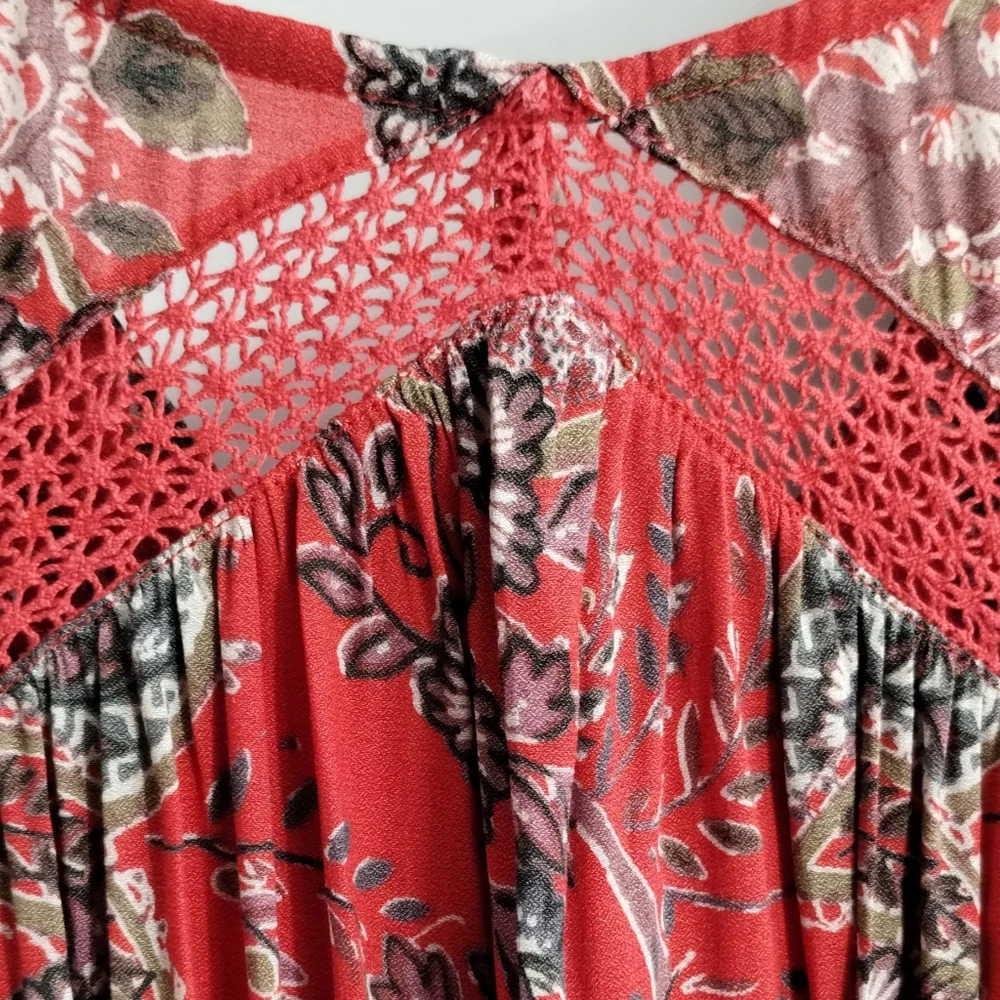 Free People Red Rain‎ or Shine Paisley Tunic Top
